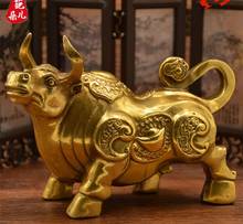 FengShui Chinese Pure Brass Copper Year Zodiac Wealth Animals Bull Ox Statue 1 2024 - buy cheap