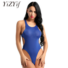Женский костюм-трико YiZYiF, однотонный купальник без рукавов с глубоким вырезом и открытой спиной 2024 - купить недорого