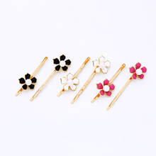 KISS ME 2 Pcs Three-tone Enamel Acrylic Pearl Flowers Asymmetric Barrettes For Women Gold Color Fashion Hair Jewelry Accessories 2024 - buy cheap