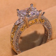 Victoria square luxo moda jóias 925 prata esterlina princesa corte 5a zircônia cz festa popular anel de casamento conjunto presente 2024 - compre barato