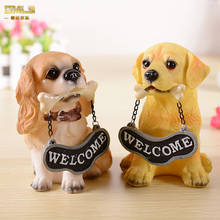 DMLS Lovely Welcome Sign Dog Figurines Office Decoration Wedding Gift Pup Ornaments  1 Piece Free Shipping 2024 - buy cheap