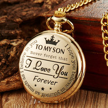 Quartz Pocket Watches Mens To My Son I Love You Golden Clock For Kids Child Pocket Watch Necklace Chain Children's Day Gifts 2024 - buy cheap