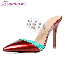 Lasyarrow Women Sexy SlingBacks Sandals Lades Thin High Heels Pointed Toe Slippers Women's Shoes Fashion Crystal Studded RM261 2024 - buy cheap