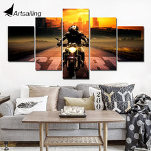 Wall Picture home decor Canvas painting Wall art print 5 panels Motorcycle racer Rider Bicycle Autobike canvas painting 2024 - buy cheap