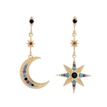 BALANBIU Bohemia Ethnic Moon Star Dangle Earrings For Women Charm Asymmetric Crystal Ear Clip 2020 Fashion Jewelry Accessories 2024 - buy cheap