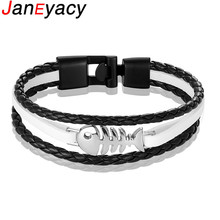 2019 Brand Fashion Jewelry Alloy Fish Bone Leather Bracelet Men Casual Women Bracelet Multi-layer bracelet Masculina Pulseira 2024 - buy cheap