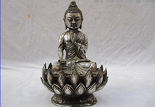 song voge gem S0275 Tibet Folk Fane White Bronze apothecary Sakyamuni Buddha Statue Sit lotus flower 2024 - buy cheap