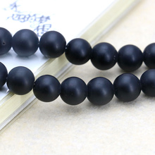 Charm 12mm Scrub Black Onyx Round Shape Loose Beads Fit DIY Women Manual  Accessories parts bracelet necklace jewelry gift 15'' 2024 - buy cheap