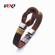 Hot Sale Vintage Bowknot Wrap Bracelet Men Jewelry Zinc Alloy Charm Genuine Leather Bracelets For Women Gifts G7-9 2024 - buy cheap
