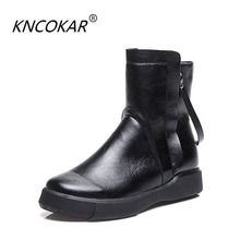 New autumn winter flat cotton boots vintage ankle boots and fleece warm with casual women's shoes  Side zipper  Rubber 2024 - buy cheap