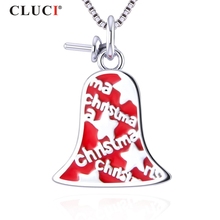 Colgante CLUCI de Plata de Ley 925 con campana de Navidad para mujer, colgante collar de perlas para, pulsera, SP372SB-1 2024 - compra barato