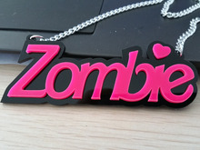 39N  Hot Pink ZOMBIE Heart  Acrylic Pendant Necklace 2024 - buy cheap