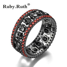 Skull Ring Women's Men Red Crystal Black Party Ring Birthstone skullWedding Valentine's Day  jewelry Dropshipping 2024 - buy cheap