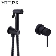 MTTUZK-pistola pulverizadora de bidé de latón negro, válvula mezcladora de bidé, soporte de ducha de mano y manguera 2024 - compra barato