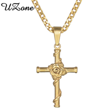 Charms Amulet Cross Necklace Stainless Steel Vintage Rose Cross Gold Pendant Necklace For Women Man Gift 2024 - buy cheap