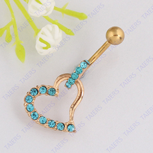 Heart Navel ring body piercing fashion Lady jewelry 14G 316L surgical steel Nickel-free Free shipping 2024 - buy cheap