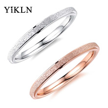 YiKLN Simple Rose Gold Color Rings For Women 2mm Width Stainless Steel Party Birthday Daily Finger Ring Girls Gift Anel YR19158 2024 - buy cheap