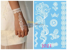 1pc white tatoo henna bracelets flower Transferable tattoo Flush white tato temporary tattoo crown designer body arm for wedding 2024 - buy cheap