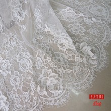 LASUI 1.5m*3 m off white black Eyelash French lace Positioning flowers DIY lace fabric  Wedding dress C0020 2024 - buy cheap