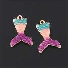 5Pcs  Silver Color Colorful Enamel Mermaid Tail Charms Sea Summer Pendant Women Gift Necklace Bracelet Jewelry 27X18mm A3159 2024 - buy cheap