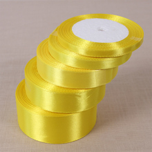 1 Roll 25Yards Yellow Polyester Satin Fabric Ribbon Wrapping Chrismas Wedding Party Decoration Cake Wrap Ribbons DIY Accessories 2024 - buy cheap
