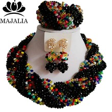 Fashion black african crystal beads necklace set nigerian wedding african beads jewelry set P-4274 2024 - buy cheap