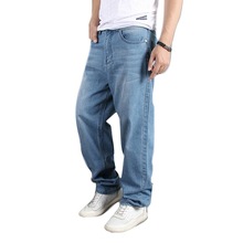 Pantalones vaqueros holgados de Hip Hop para hombre, Vaqueros holgados para monopatín, ropa de calle lisa de talla grande 2024 - compra barato