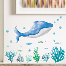 Adesivo de parede com bolhas de peixe, decoração de quarto infantil, decalque de arte em pvc para decoração de casa, banheiro e sala de jantar 2024 - compre barato
