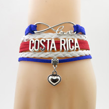 Moda amor costa rica pulsera corazón encanto costa rica país pulseras y brazaletes para mujer y hombre pulseras 2024 - compra barato