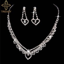 TREAZY Fashion Crystal Rhinestone Bridal Jewelry Sets Statement Choker Necklace Earrings African Wedding Jewelry Sets for Women 2024 - buy cheap