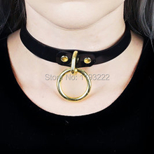 Fashion Girl Gothic Punk Choker Handmade Leather O Round Shaped PVC Spikes Vinyl Collar Necklace 2024 - buy cheap