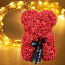 23 см свадебные украшения, роза, мишка, роза, Романтичный подарок на день рождения для девушки, годовщина, День Святого Валентина, подарок для ребенка 2024 - купить недорого