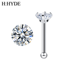 H:HYDE Fashion Round Nose Stud Piercing Rings Stainless Steel Purple Color Nose Piercing Crystal Nose Stud l Shape Body Jewelry 2024 - buy cheap