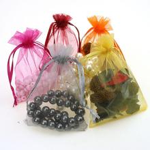 9x12 см Разноцветные сумки из органзы для ювелирных изделий маленькие упаковочные сумки дешевые свадебные подарочные мешки с индивидуальным логотипом 100 шт./лот оптовая продажа 2024 - купить недорого
