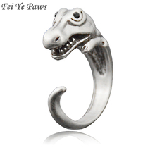 Antique Silver Color Vintage Dinosaur Rings For Women Adjustable Dragon Rings Animal Ring For Woman Girl Children Baby Gift 2024 - buy cheap
