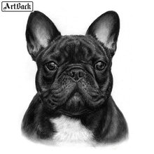 ARTBACK-pintura de diamante 5d de bulldog Francés, bordado de diamantes redondos, manualidades de costura, mosaico 3d, pegatina de pared 2024 - compra barato