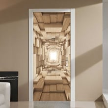 Papel de parede 3d para porta, adesivo 3d autoadesivo, decoração de casa, faça você mesmo 2024 - compre barato