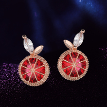 Romantic Cute Small Red Apple Fruit Stud Earrings For Women Micro Pave AAA Cubic Zirconia CZ Crystal Earring Female 2024 - buy cheap