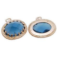 Navy blue gem pendant connector jewelry making, 3d decorations accessories 5 pcs/lot-C4164 2024 - buy cheap