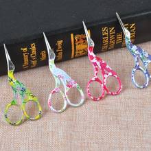 5 color Flower painted Sewing Scissors Heron Egret Scissors Steel Vintage Tailor Scissors For Fabric Craft Household 9cm CP1729 2024 - buy cheap