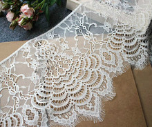 3M-6M/Lot Width 24CM France Eyelash Lace Trim DIY Wedding Dress Embroidery Lace Fabric Clothing Skirt Stitching Home Accessories 2024 - buy cheap