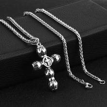 Charme prata cor link corrente oração jóias de aço inoxidável crucifixo bizantino cruz dos homens colar jesus cruz melhor presente mn87 2024 - compre barato