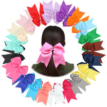 20pcs 7" Girls Solid Ribbon Grosgrain Hair  Bows clip With Elastic hair ties bobbles Cheerleading Hair Accessories HD3465 2024 - buy cheap