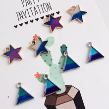 Colgante de esmalte triangular de estrella de dos colores para fabricación de joyas, 20 Uds., DIY, pulsera, collar, artesanía 2024 - compra barato