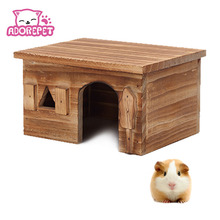 Natural Wood Small Animal pet Hamster house Bed Summer guinea pig hedgehog chinchilla House cage Nest Hamster chew toy accessory 2024 - buy cheap