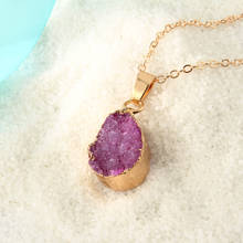 1PC Water Drop Druzy Drusy Pendant Necklace Geometric Natural Stone Gold Color Clavicle Chains For Women Jewelry Fashion DN22 2024 - buy cheap