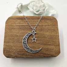 2020 Crescent Moon and Star Pendant plating Silver Jewelry Necklace women 2024 - buy cheap