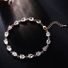 Женский браслет-цепочка CARSINEL, регулируемый браслет золотистого цвета с фианитом в форме капли, свадебные украшения 2024 - купить недорого