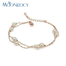 MOONROCY Free Shipping Fashion Jewelry Trendy Vintage Cute Rose Gold Color Imitation Pearl Bracelets for Women Girls Gift 2024 - buy cheap