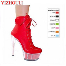 In multiple colors, you can choose 15cm artificial PU party dress shoes, night club high-heel stage runway high-heel ankle boots 2024 - buy cheap